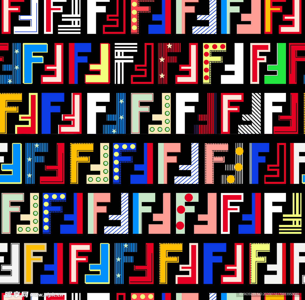 彩色F字母