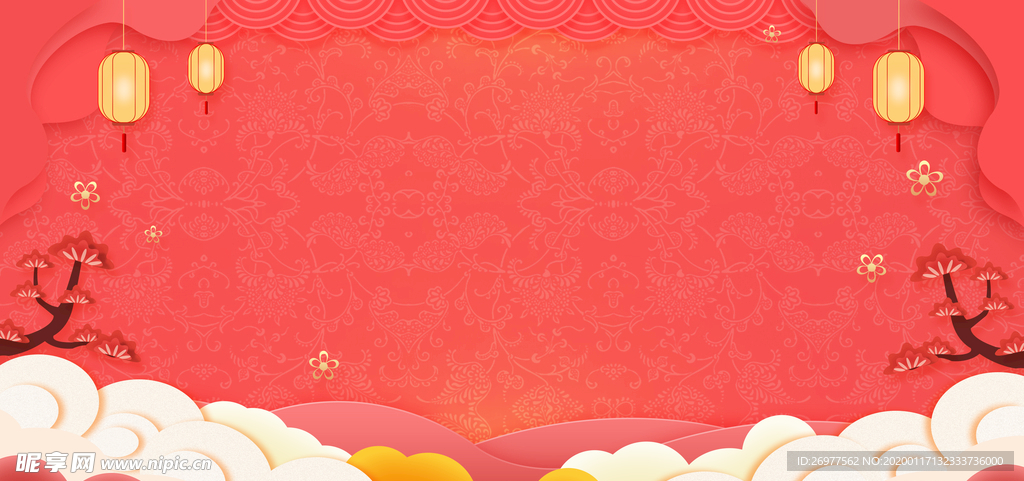简约中国风剪纸风新年背景
