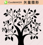 树木 剪影 黑白图 植物剪影
