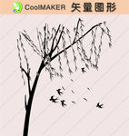 树木 剪影 黑白图 植物剪影
