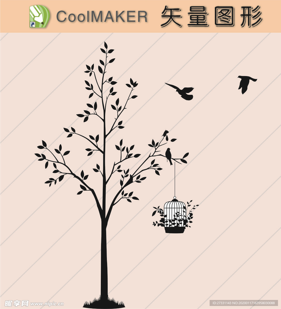 树木 剪影 黑白图 植物剪影