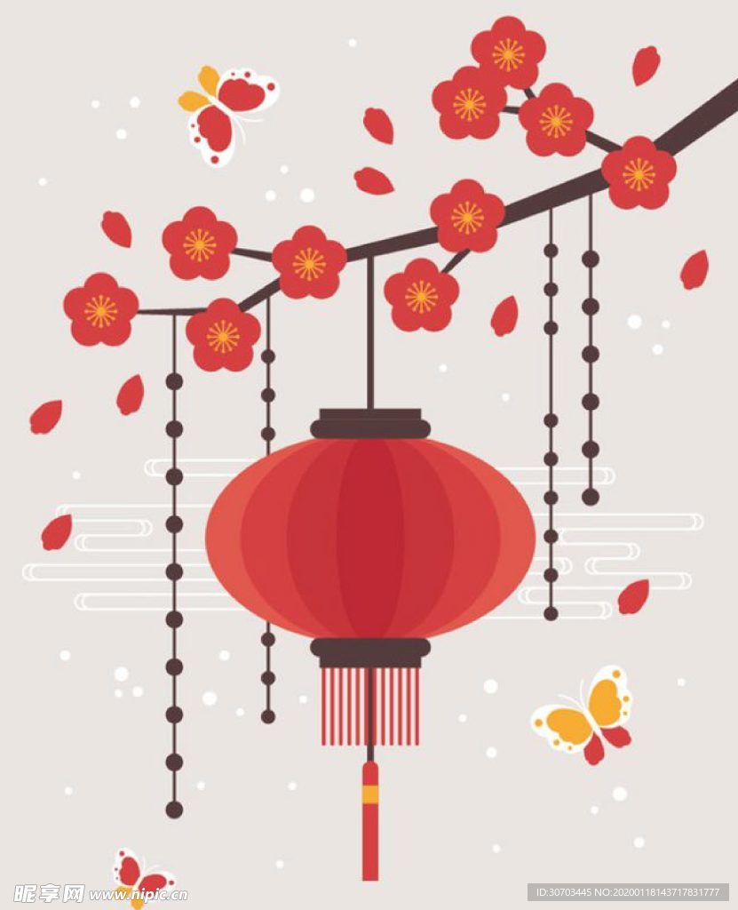 梅花上的灯笼