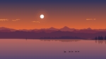彩色风景插画天空河流