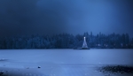森林圣诞树雪地灯光风景
