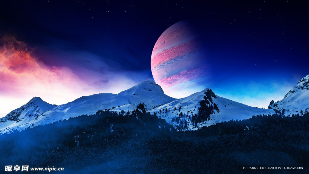 雪山星球天空云彩风景