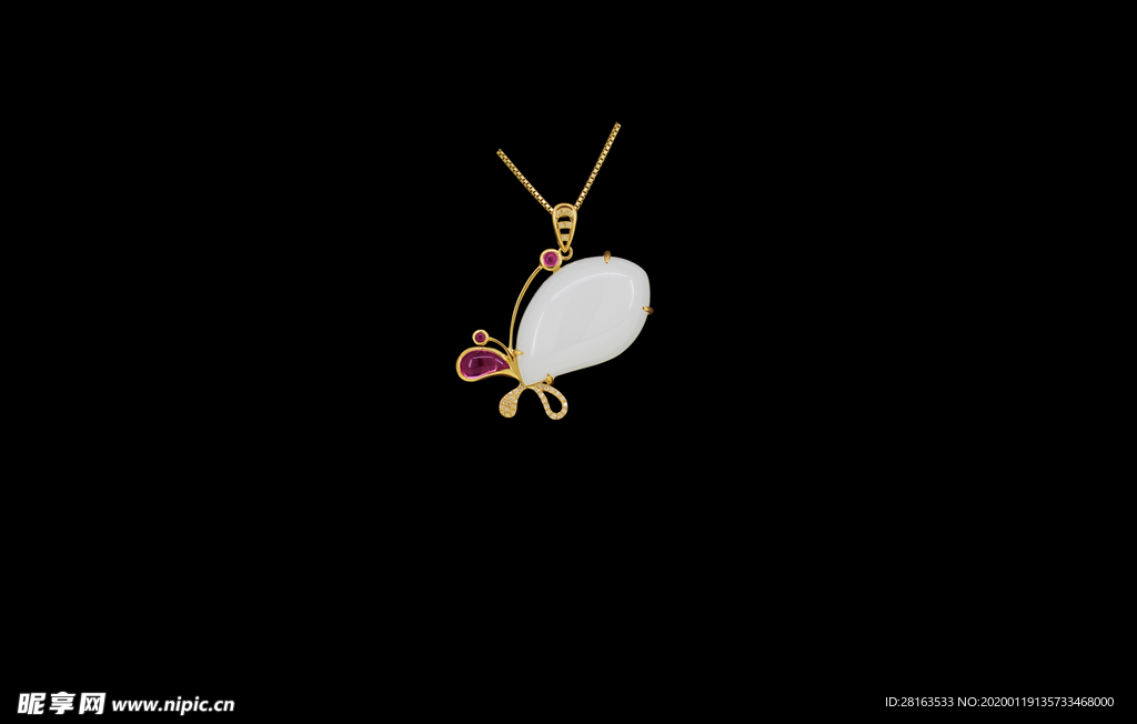 金裕缘金镶玉白玉吊坠