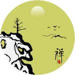 禅意水墨山水画