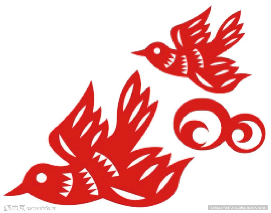 红色剪纸鸟