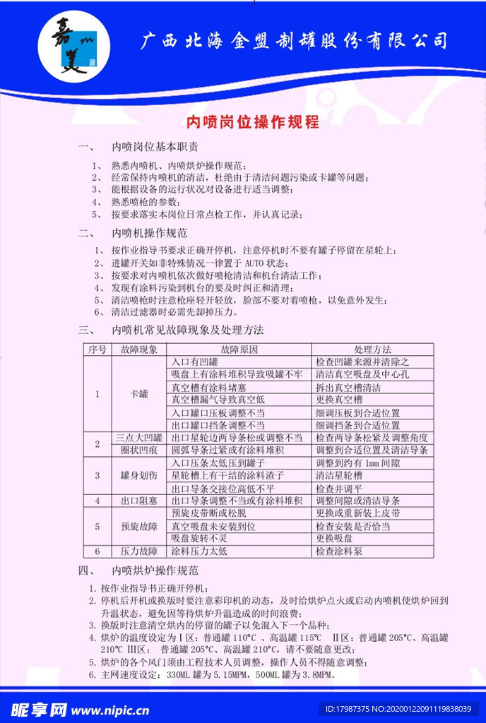 内喷 设备 操作 规程