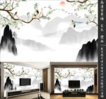 中式花鸟电视背景墙