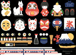 日本文化扁平风格素材旅游