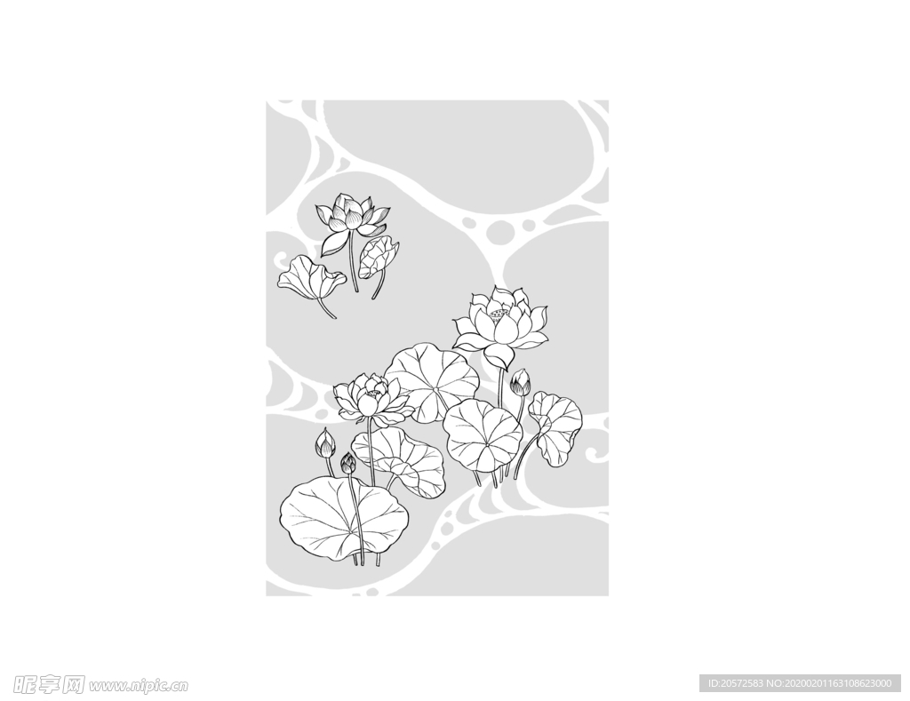 日本线描植物花卉矢量素材
