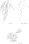 日本线描植物花卉矢量素材
