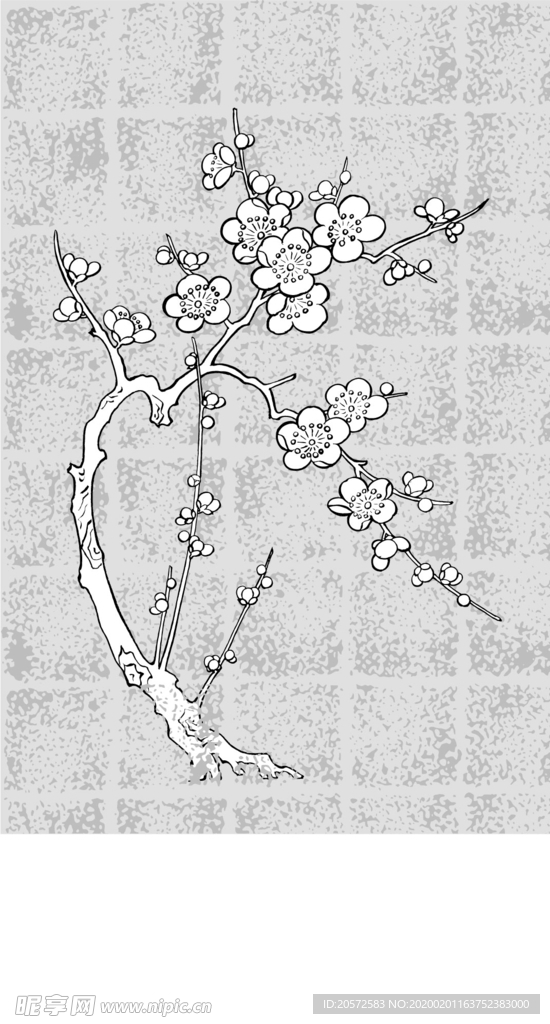 日本线描植物花卉矢量素材