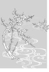 日本线描植物花卉矢量素材