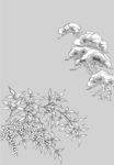 日本线描植物花卉矢量素材