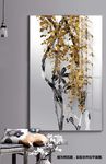 金色简约发财树植物晶瓷画