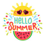 可爱夏季太阳和西瓜艺术字