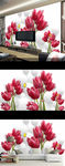 现代简约抽象花卉电视背景墙