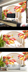 现代简约百合花卉电视背景墙