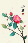 古典手绘花鸟插花