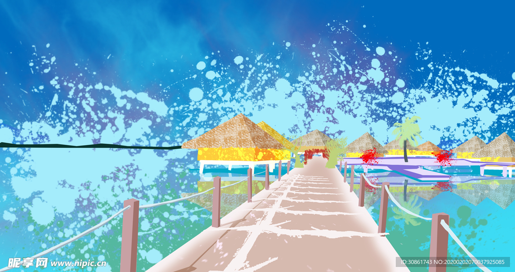 巴厘岛水彩画 油画