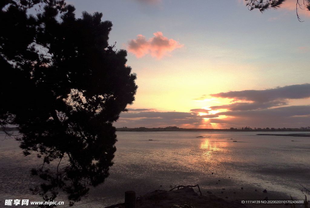 奥克兰海滨晚霞