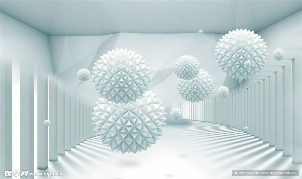 3D立体空间圆球背景墙