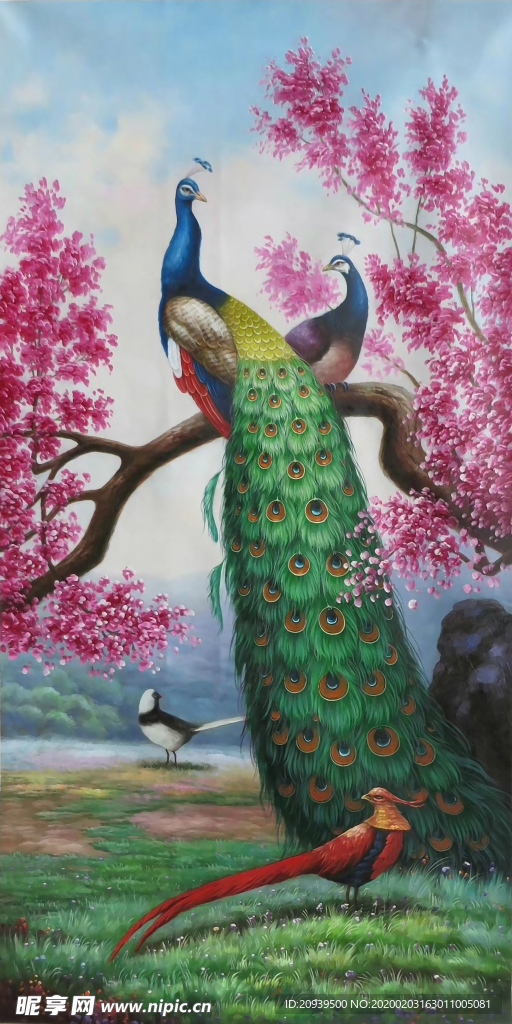孔雀玄关壁纸背景
