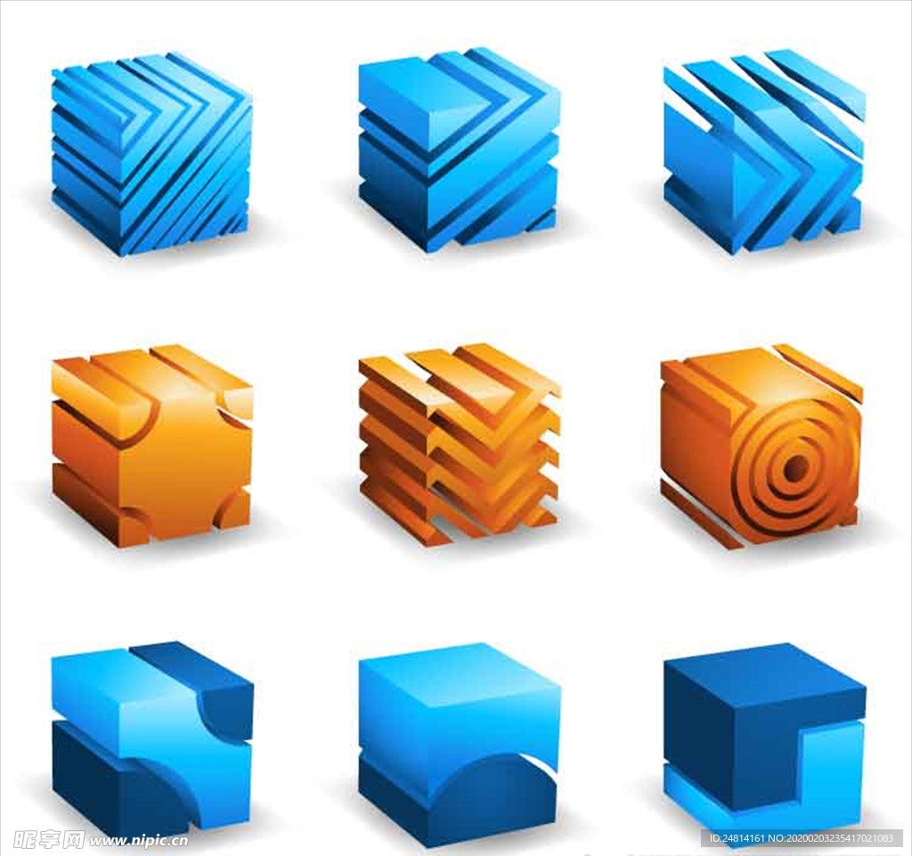3D立体方块立方体图标商标素材