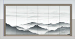 新中式山水画背景墙模型