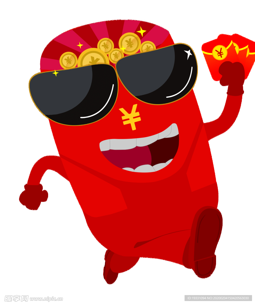 戴墨镜奔跑的红包