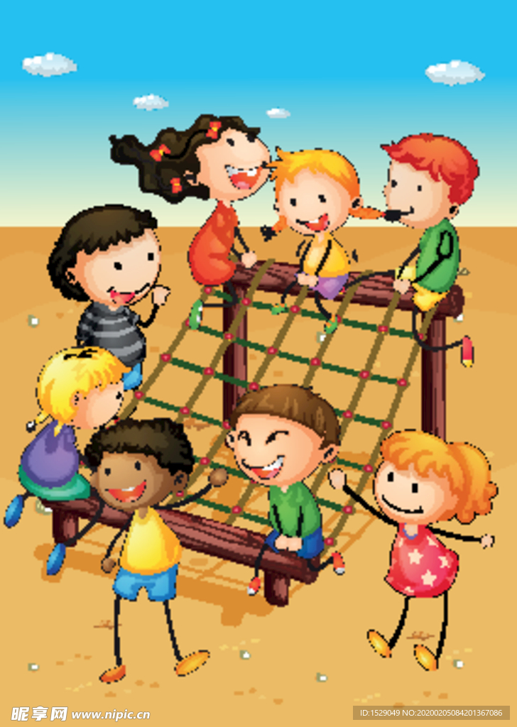 儿童游玩插画