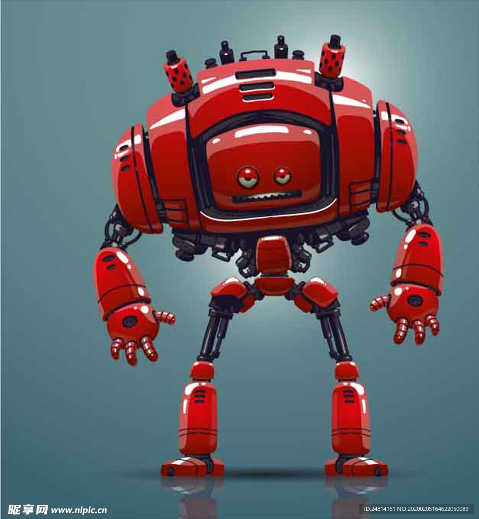 红色机器人素材可爱时尚