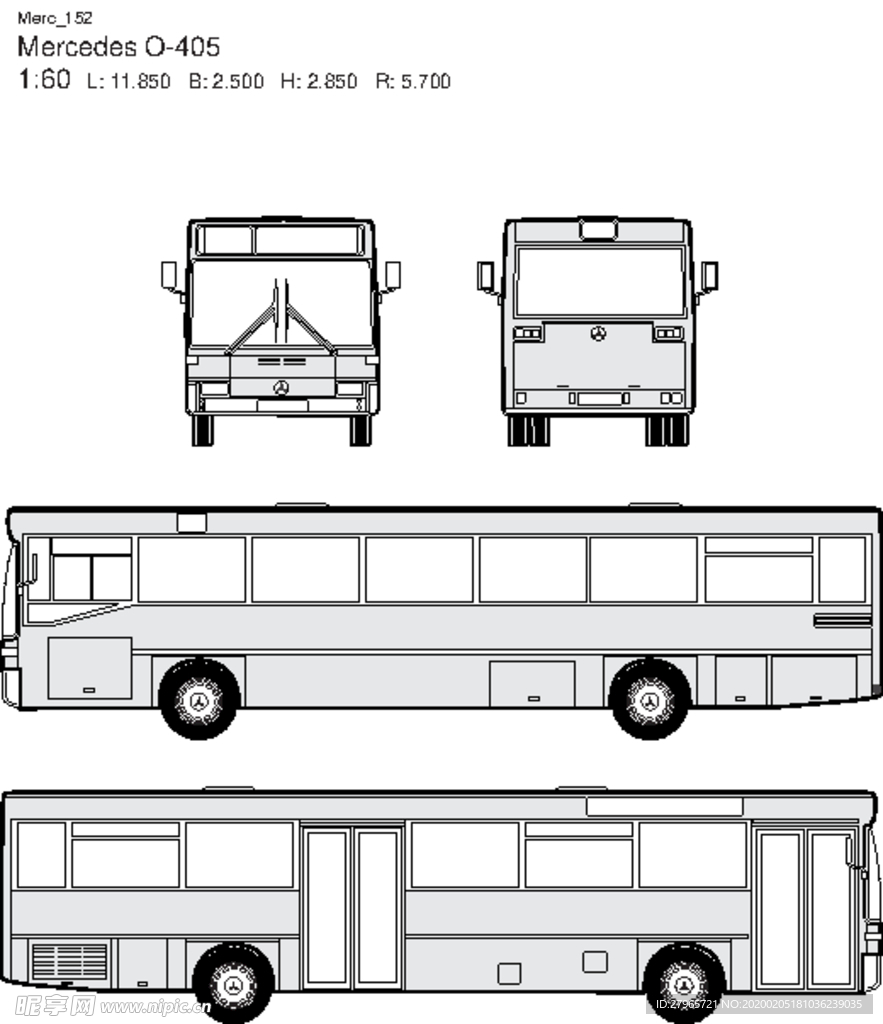 手绘客运汽车