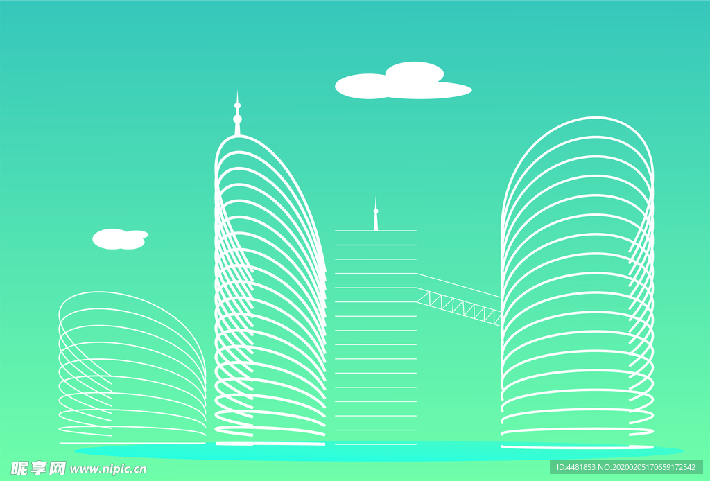 现代建筑插画绘制