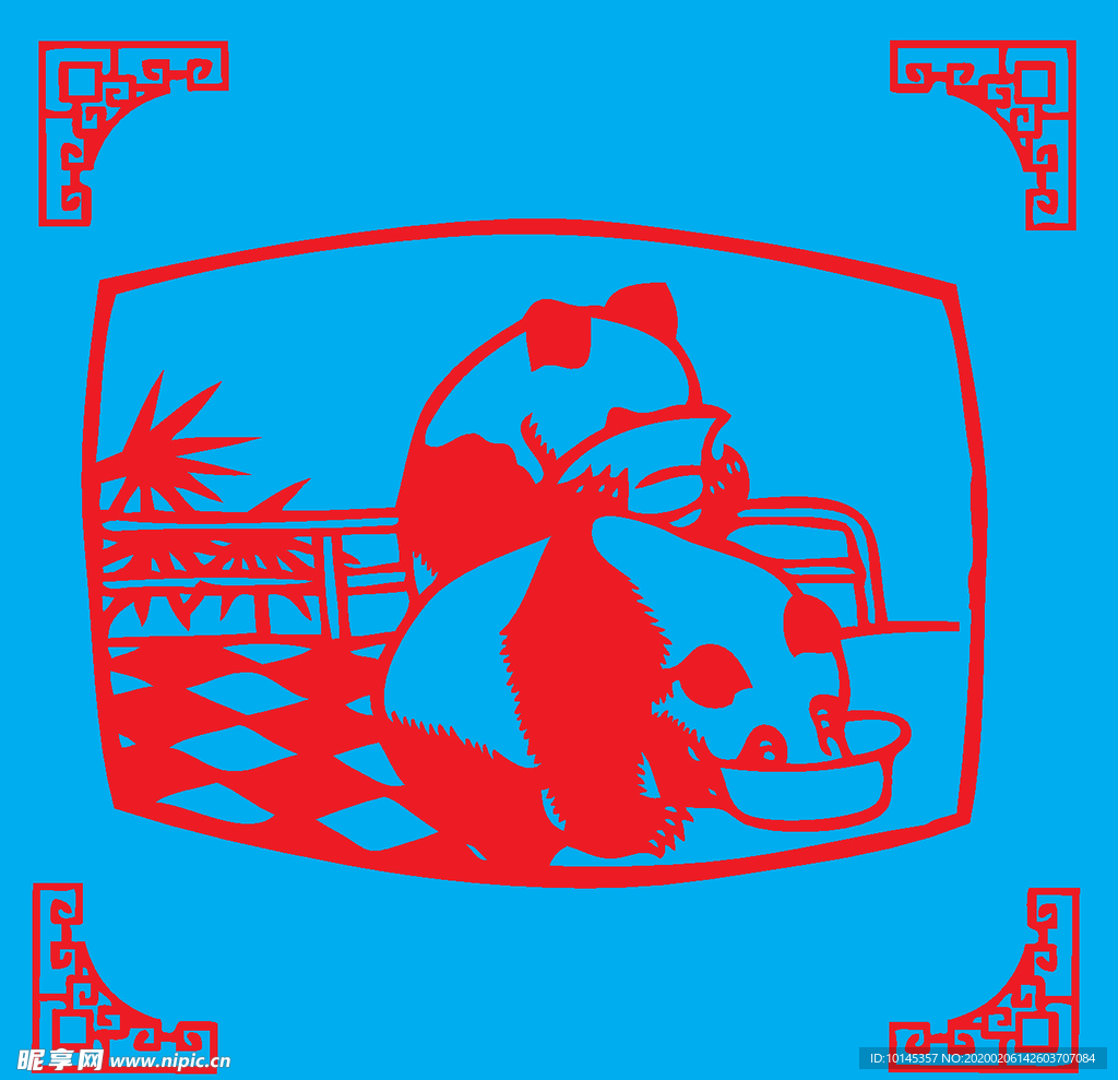 熊猫剪纸