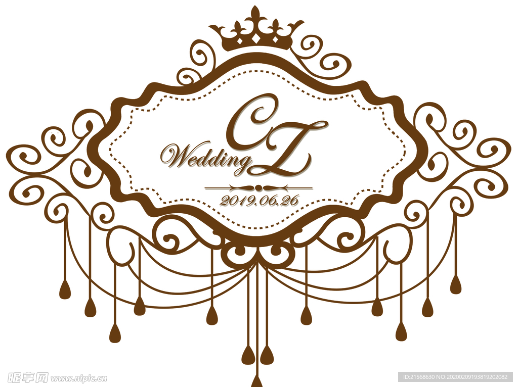 CZ婚礼logo 咖啡色欧式花