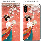 古风侍女红墙古风手机壳图案