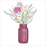 紫媚金色闪闪花瓶花束花纹花朵