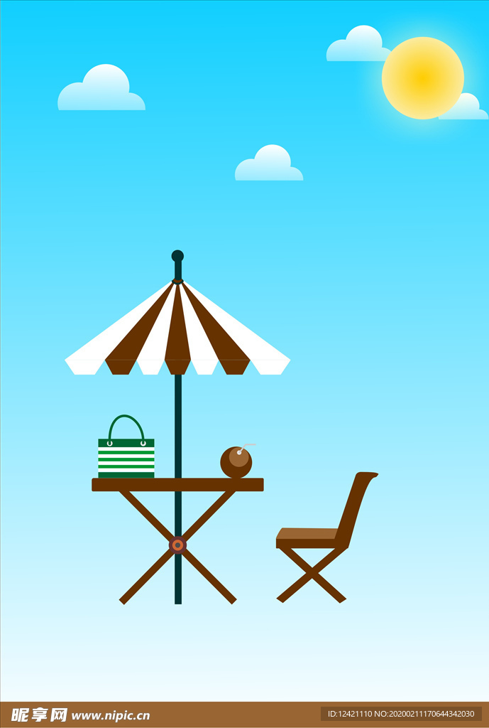 沙滩 桌子  凳子  太阳伞