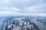上海雨雪天气城市建筑全景