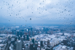 上海雨雪天气城市建筑全景