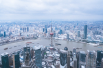 上海雨雪天气城市建筑全景