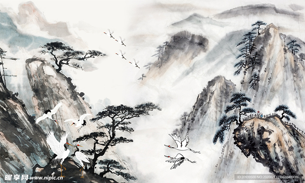 水墨山水背景墙