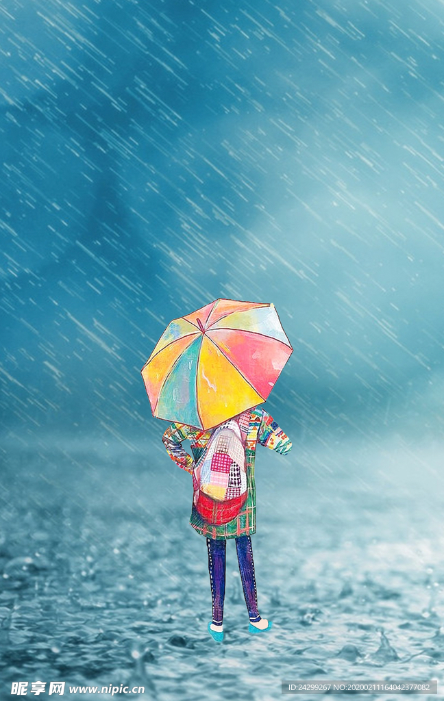 手绘雨伞