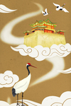 仙鹤国潮插画