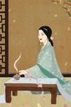 女孩国潮插画