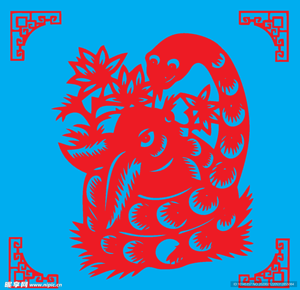 蛇盘兔剪纸