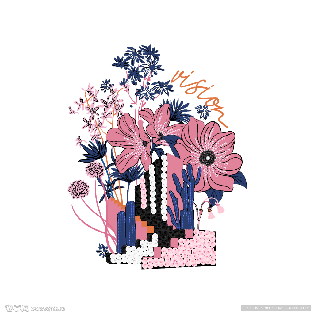 花卉T恤图案